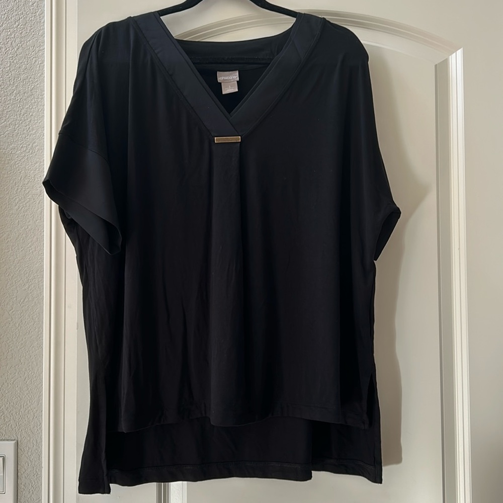 Chico's Black V-Neck Blouse